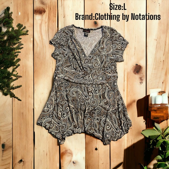 Women’s Clothing by Notations Short Sleeve Blouse Size Large - Picture 1 of 2